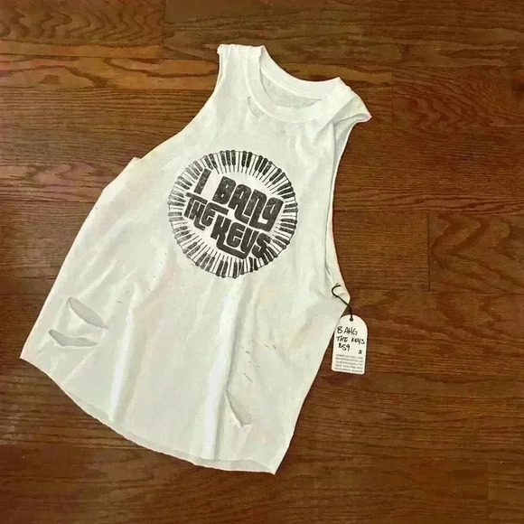 Mamie Ruth I Bang The Keys Tank Band Wife Piano Keyboard wifey Size Small NWT - Picture 12 of 14